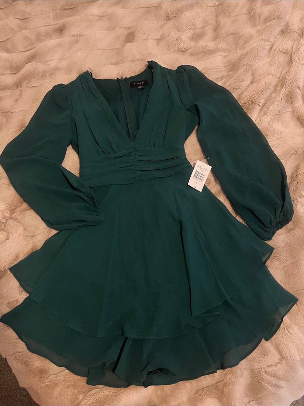 B. Smart Emerald Green V-Neck Mini Dress